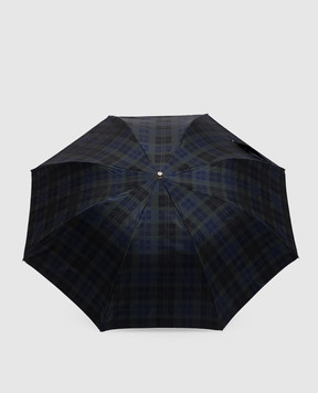Pasotti Blue folding umbrella with checkered pattern OMITUO64SCELTIC8