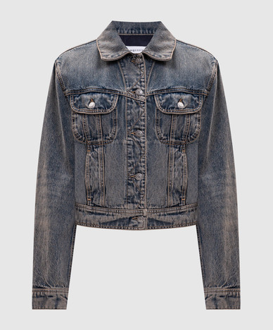 Blaue Jeansjacke mit Used-Look