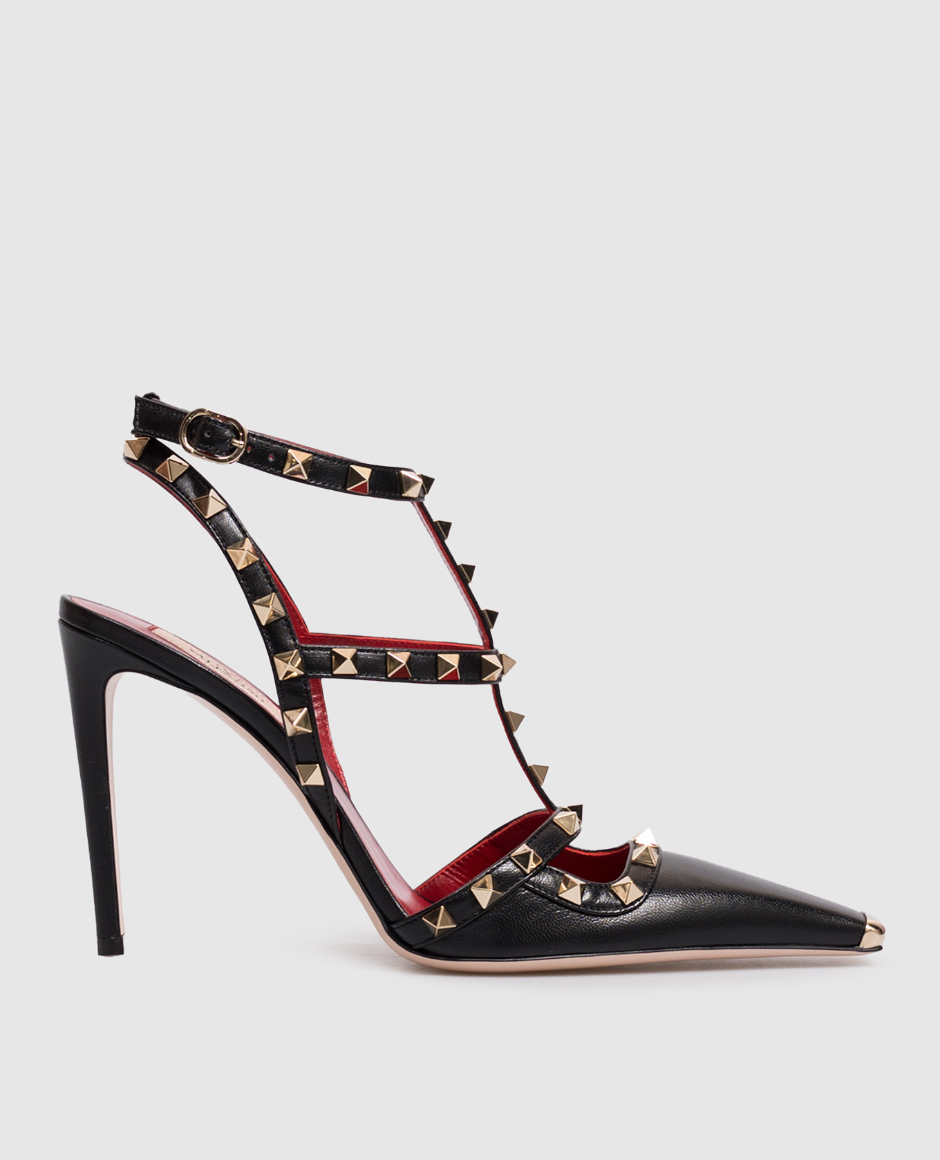 Black Rockstud leather sandals