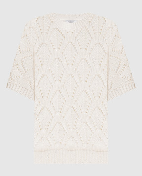 Peserico White openwork top with sequins A99079F0309110