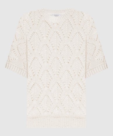 White openwork top with sequins