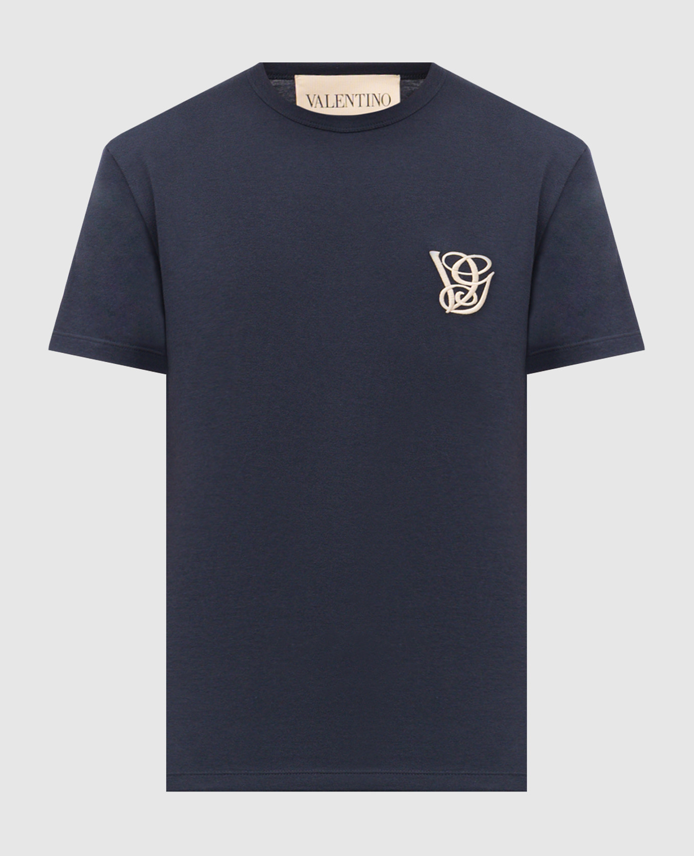 

Blue T-shirt with embroidered monogram logo Valentino