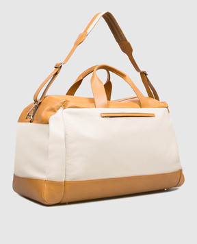 Brunello Cucinelli Active leather travel bag in ivory color MBATBU395
