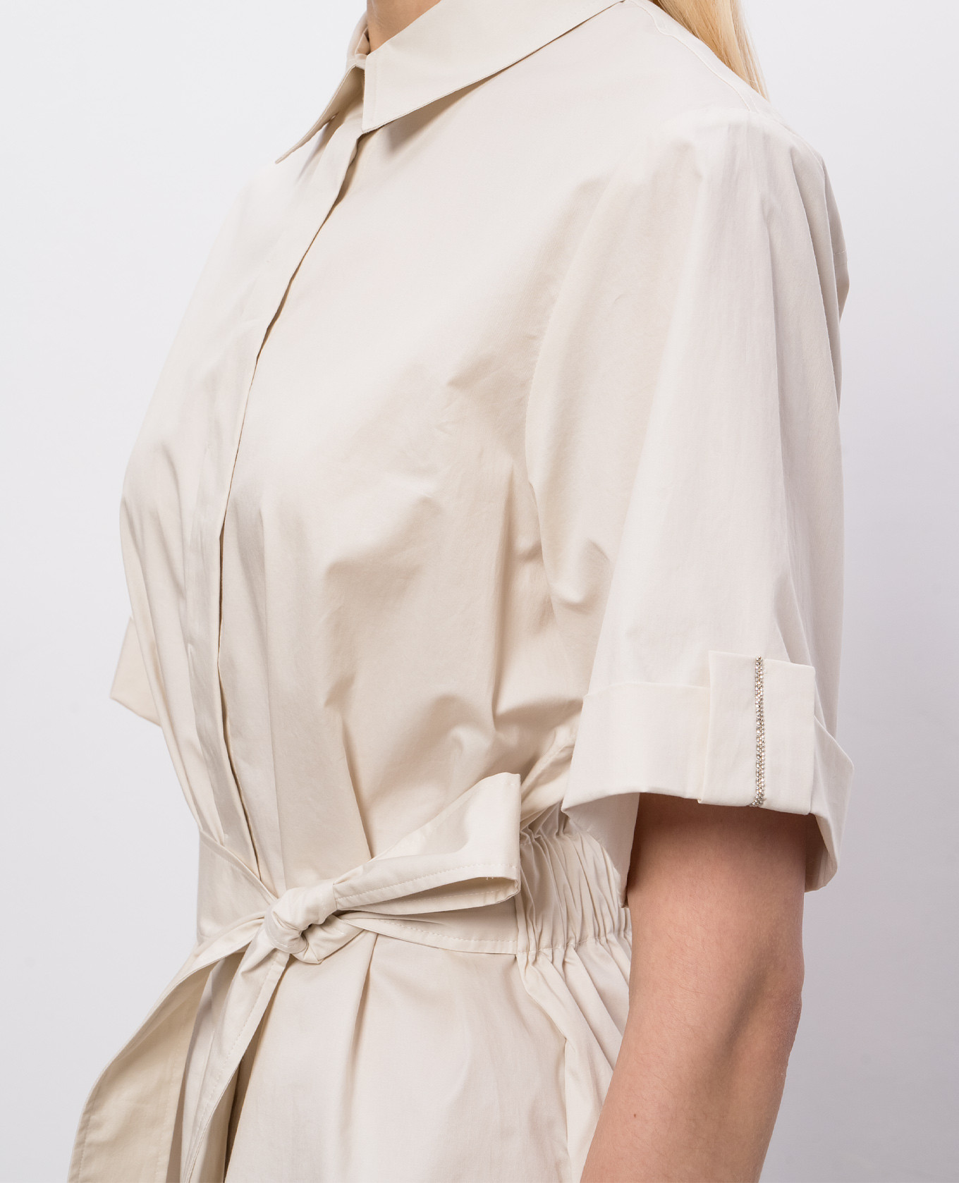 

Beige midi shirt dress with lapels Peserico