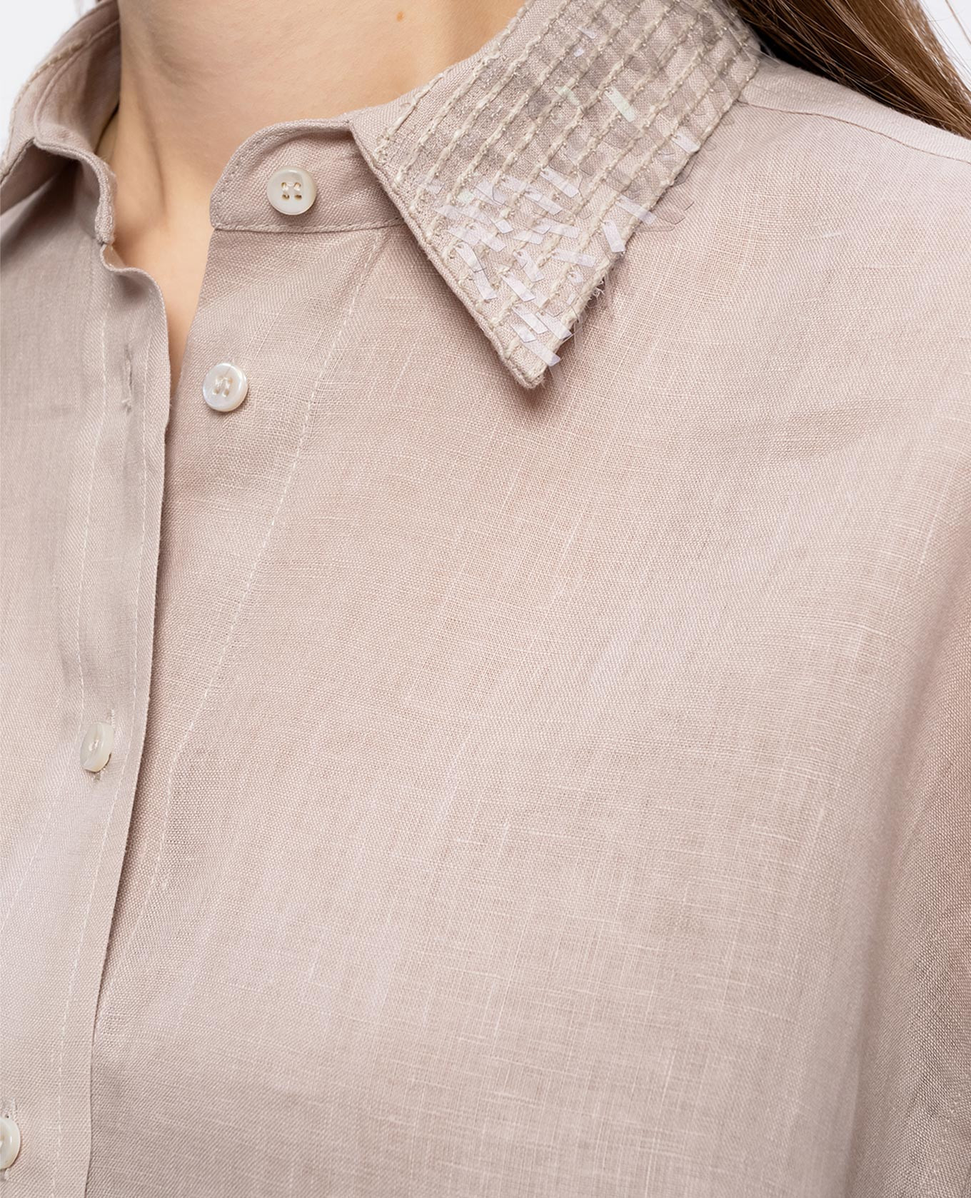 Gray linen shirt with sequins Brunello Cucinelli 5