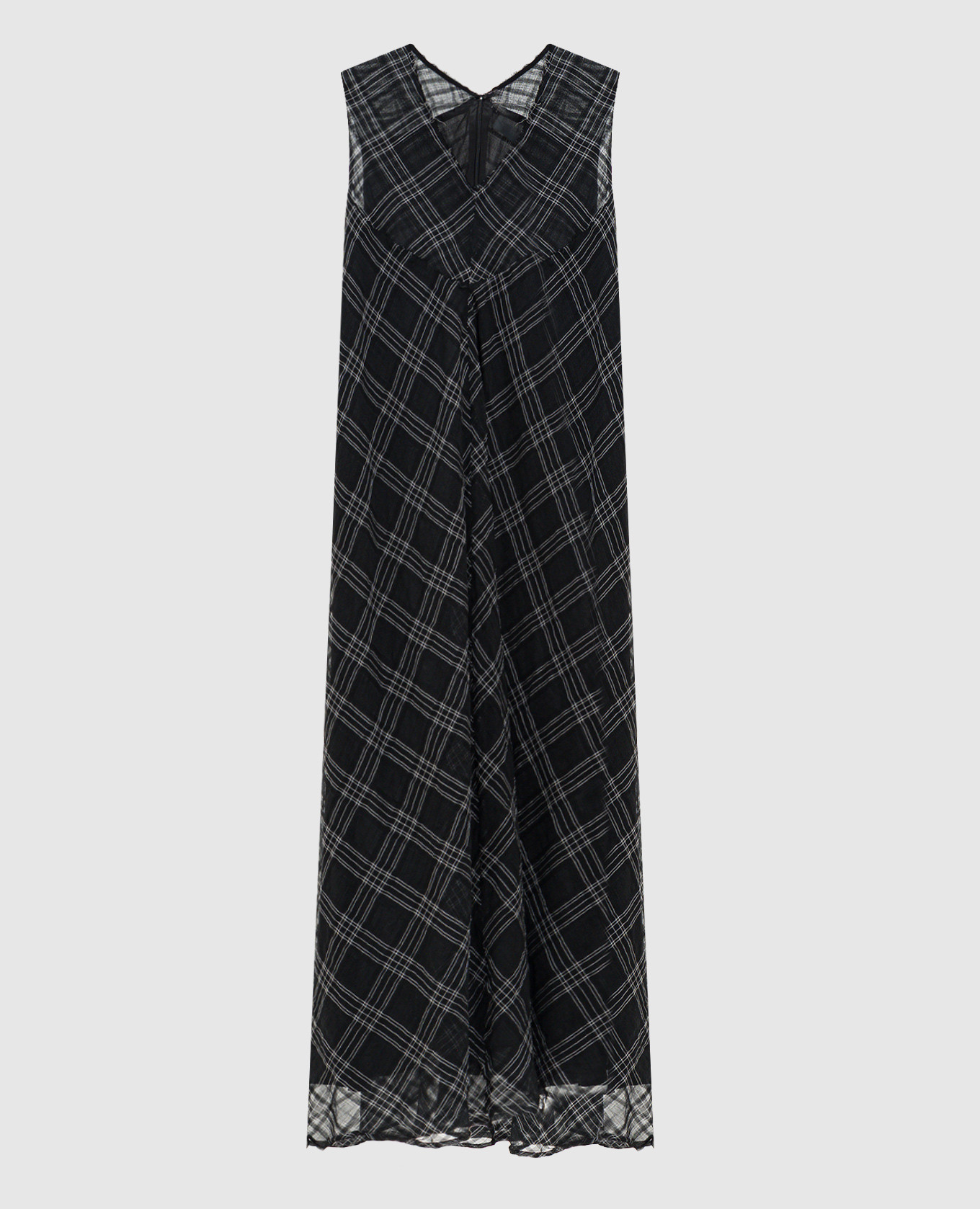 Black dress with checked silk Marc Le Bihan