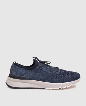 Brunello Cucinelli Blue sneakers with textured logo MZUKISO250