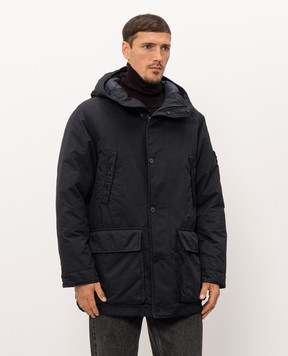 Stone Island Blue down parka with logo patch L2S154100062S0F27