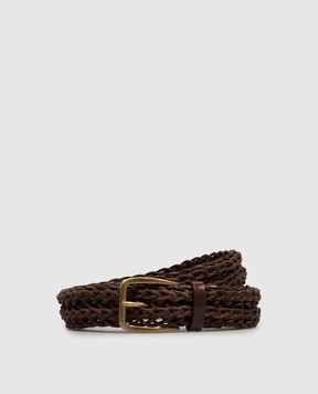 Brunello Cucinelli Brown leather braided belt MAUUC344