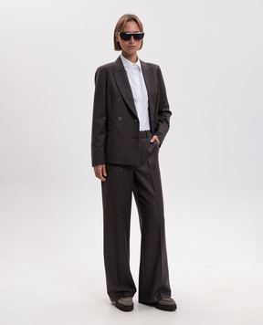 Peserico Brown wool pants with lurex A0433503359
