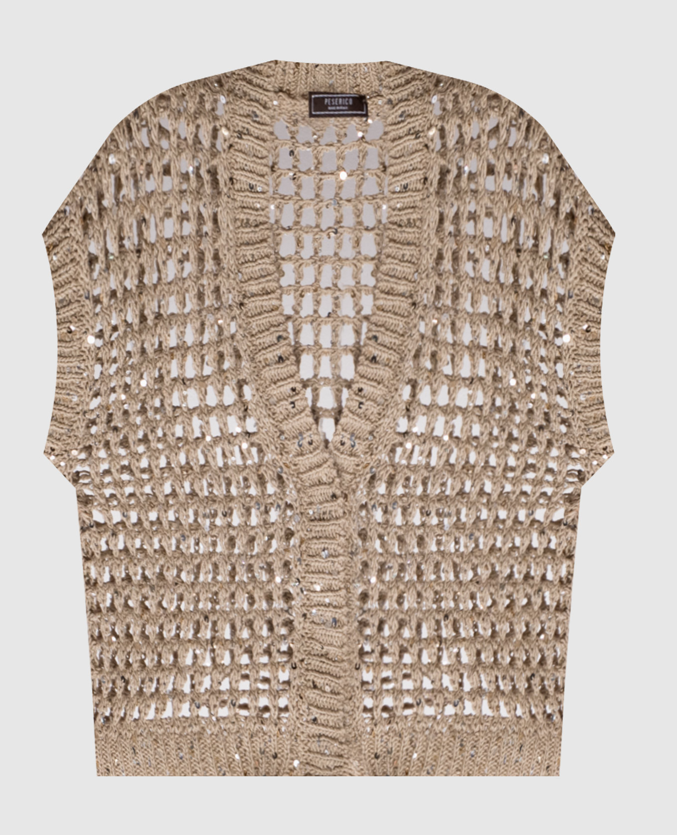 Beige openwork vest with sequins