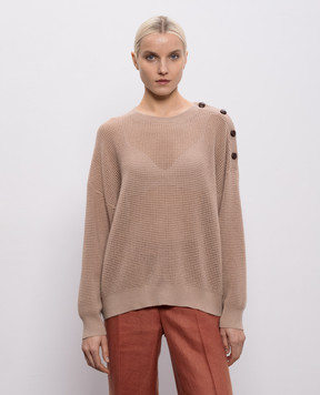 Brunello Cucinelli Beige openwork cashmere jumper M12205100