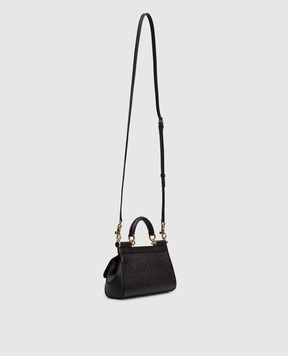 Dolce&Gabbana Sicily black leather bag with logo plate BB7116B1001