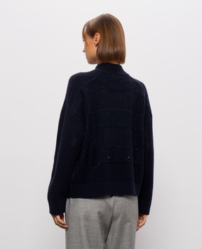 Peserico Blue wool, silk and cashmere cardigan with sequins A99851F05E9283
