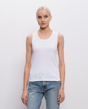 Balmain White ribbed T-shirt GF0EB075BD10