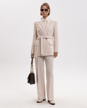 Peserico Beige double-breasted wool jacket S01250A04314