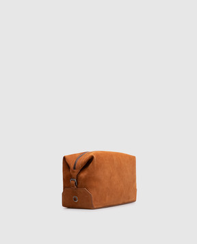 Stefano Ricci Brown nubuck toiletry bag with embossed logo PP461XUOSNS