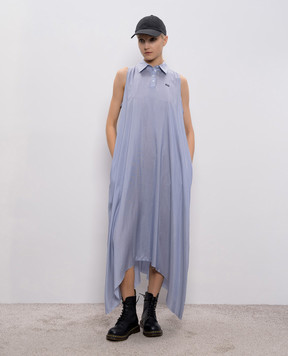 Vetements Blue silk striped dress with logo WE76DR379N