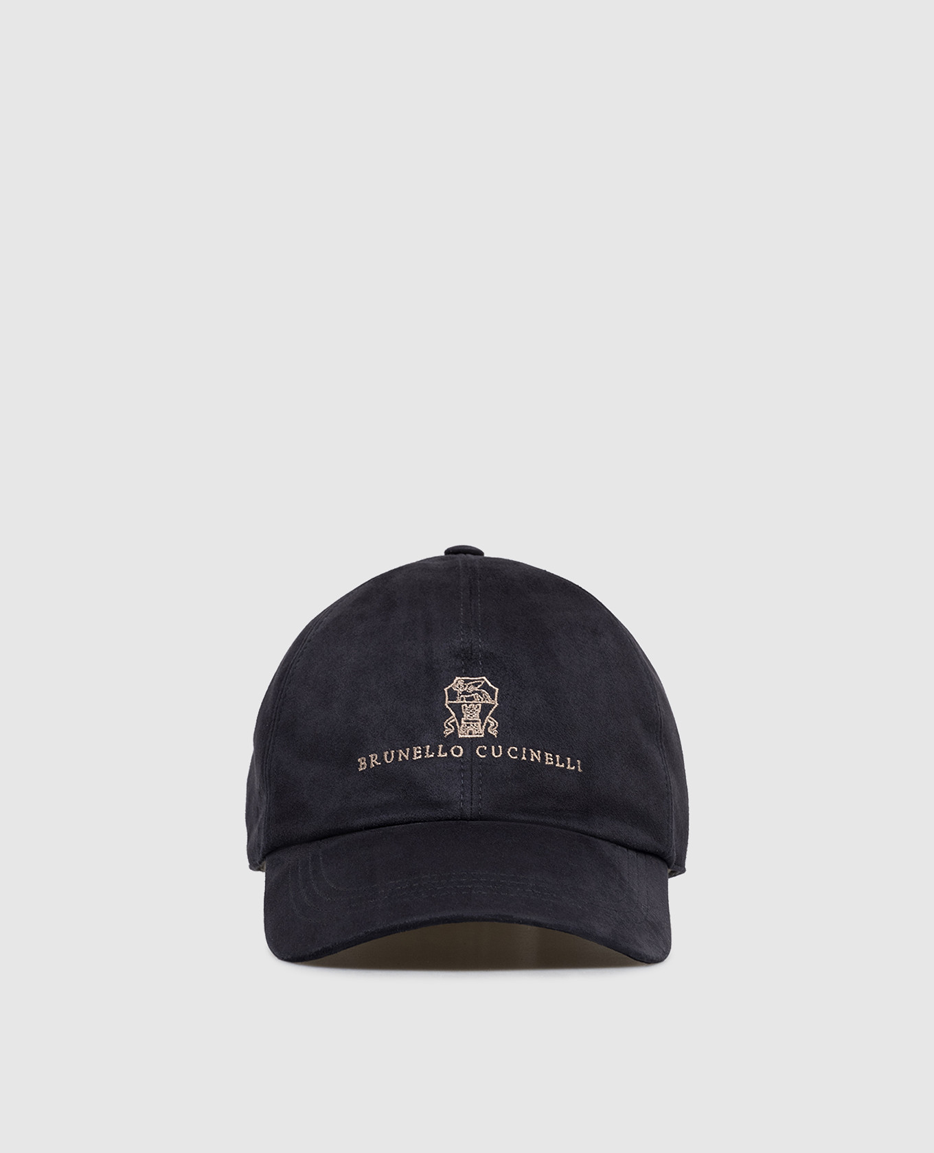 Suede blue cap with logo embroidery