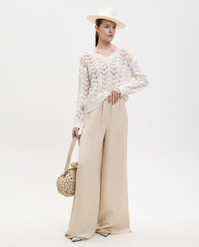 Max Mara White FELINO pullover with sequin pattern MSTFELINO