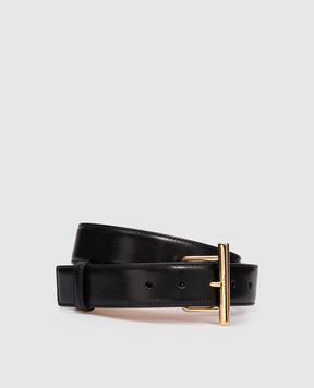 Alexander McQueen Black leather T-bar belt 8044991BR0G