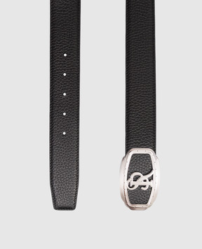Stefano Ricci Black leather belt with monogram logo N382VDC573P