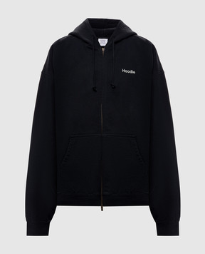 Vetements Black hoodie with embroidery MH27ZU222Bw