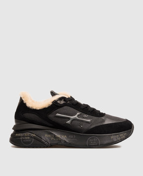Premiata Moerun black fur-trimmed sneakers MOERUND7795M