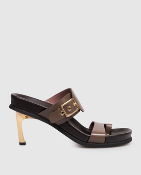 Premiata Venere brown glossy leather mules M7302VENERE