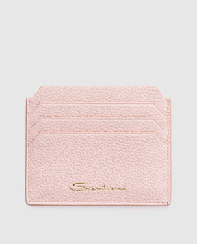 Santoni Pink leather cardholder with logo print DFPPA2693FOHSIW