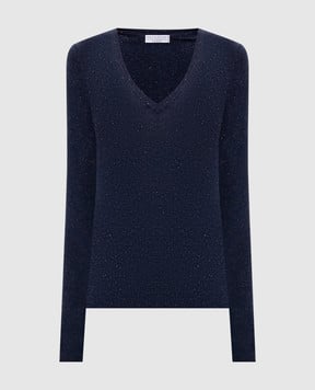 Brunello Cucinelli Blue cashmere top with lurex M9A822212P