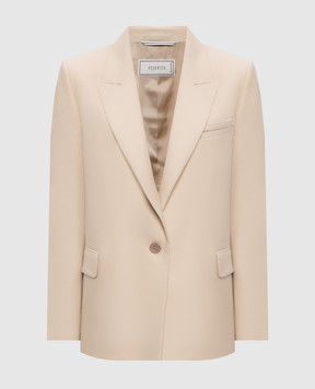 Peserico Beige wool jacket with patch A01137Z03359