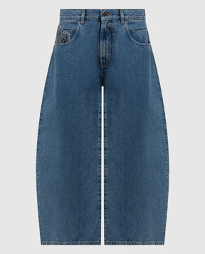 The Attico Blue denim culottes with logo patch 260WCP00293DDD116AA