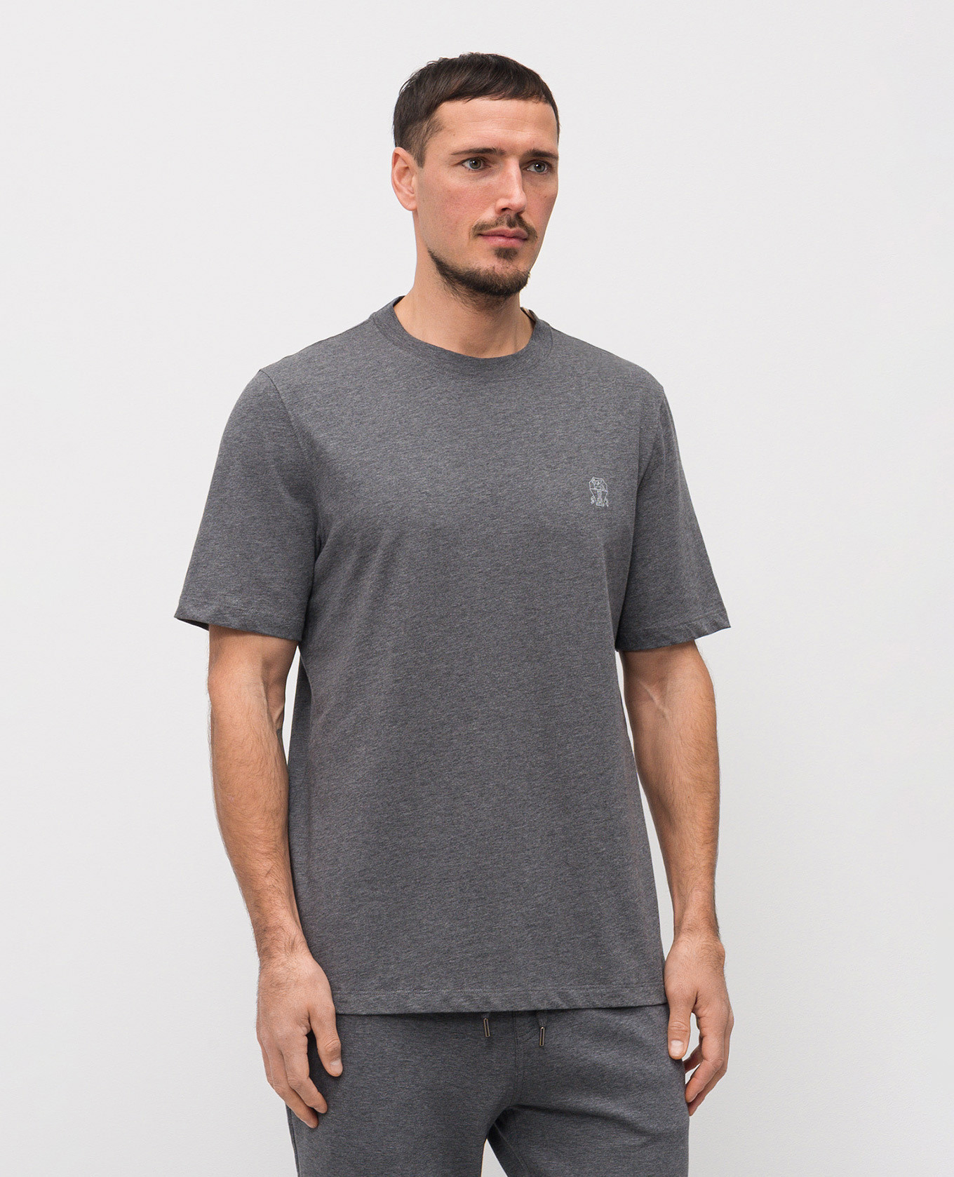 

Gray T-shirt with emblem Brunello Cucinelli, Grey