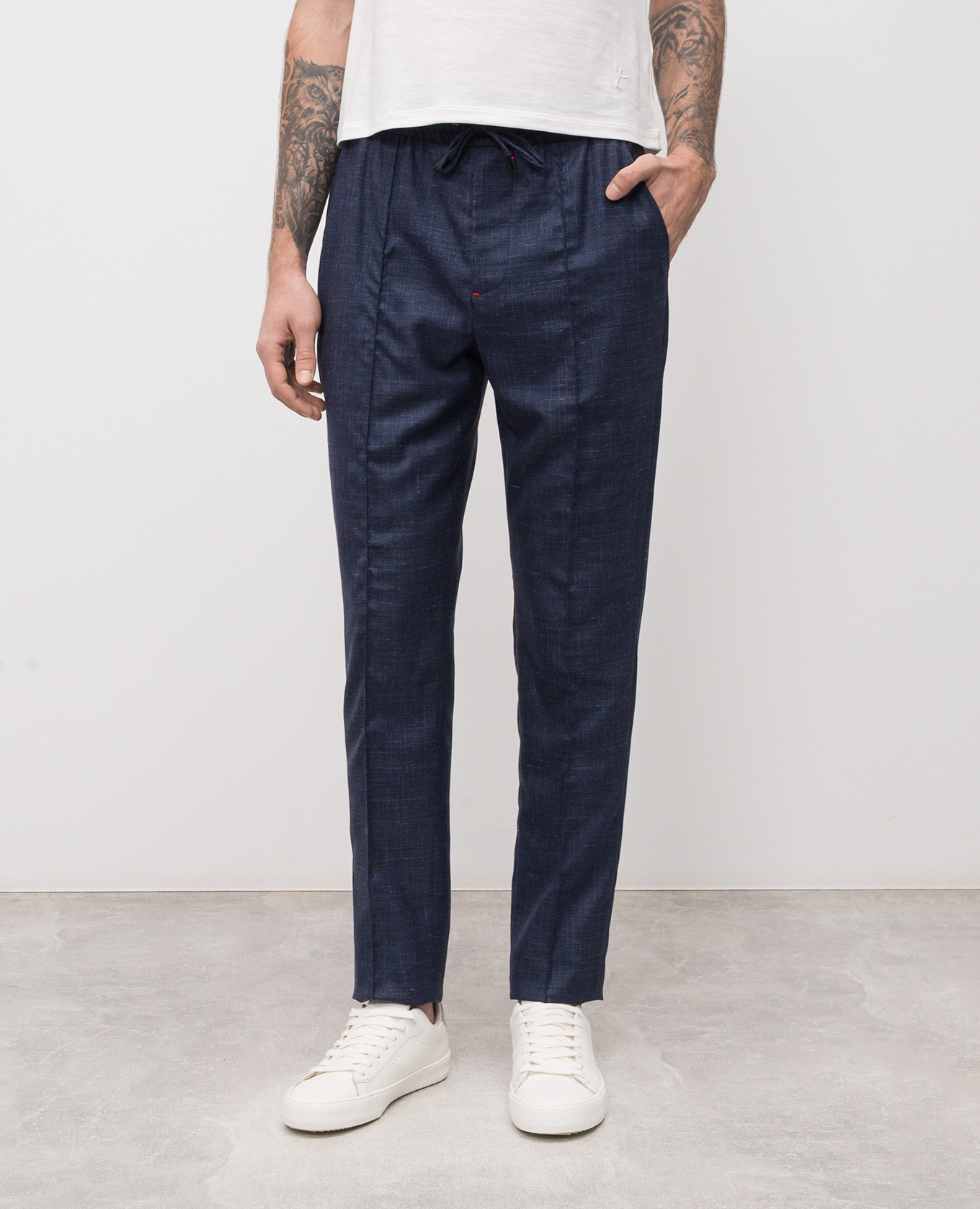 Blue pants made of wool, cashmere, silk and linen ISAIA 3