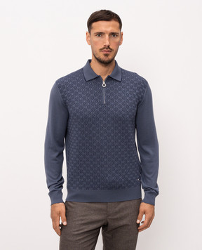Stefano Ricci Blue wool and silk polo shirt KE06018P30E26304