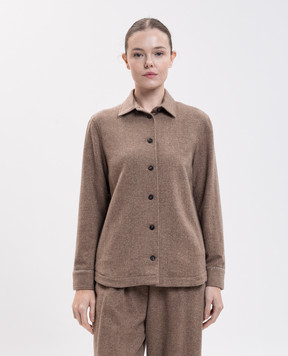 Peserico Brown shirt-style jacket made of wool and cashmere S2112804314