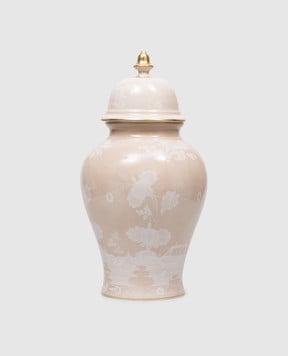 Ginori 1735 Beige porcelain vase Potiche with lid 016RG02FA5356LX0380