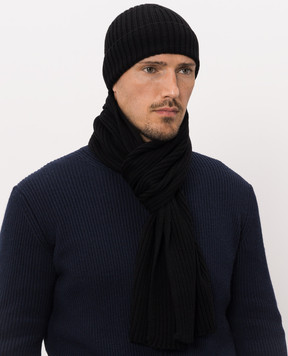 Cashmere&Whiskey Black merino wool hat 201