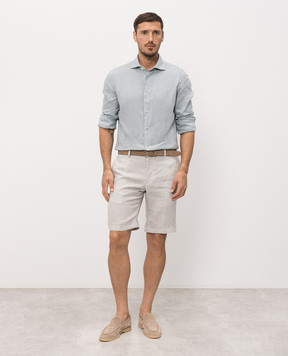 Stefano Ricci Gray linen shorts with embroidery MCT80R0016L0005Q