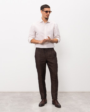 ISAIA Brown linen pants PNC016P9120