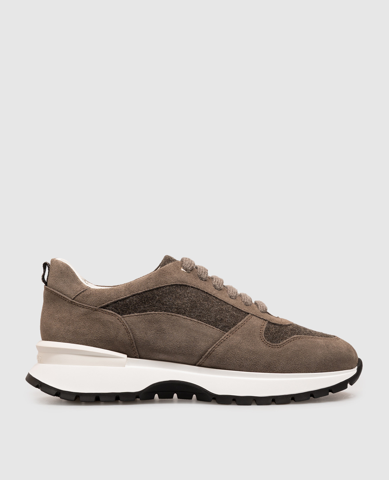Brown combination sneakers with fur