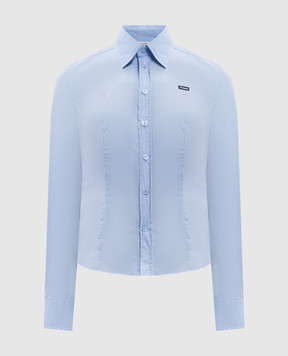 Vetements Blue shirt with logo patch WH27SH040LB