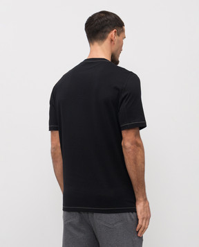 Brunello Cucinelli Black T-shirt with embroidered emblem M0B131328G