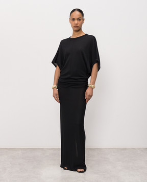 The Row Black Delyra dress with drapery 10973K486