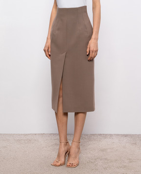 Thierry Mugler Brown pencil skirt with wool 26S1JU05911032
