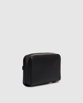 Serapian Black leather clutch with logo print SRSTSMML720223ACG2