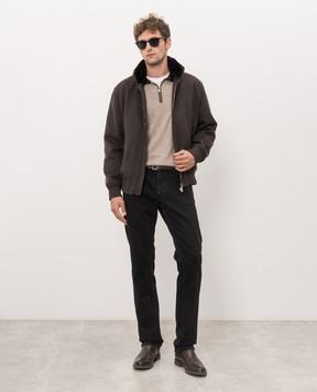 Castangia dal 1850 Green cashmere jacket with fur HPMOD4I26