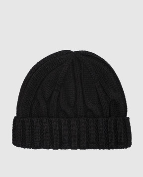 Allude Black cashmere hat with textured pattern 26511223
