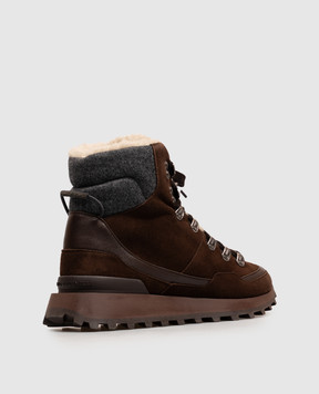 Brunello Cucinelli Brown suede boots with fur MZSFG3377